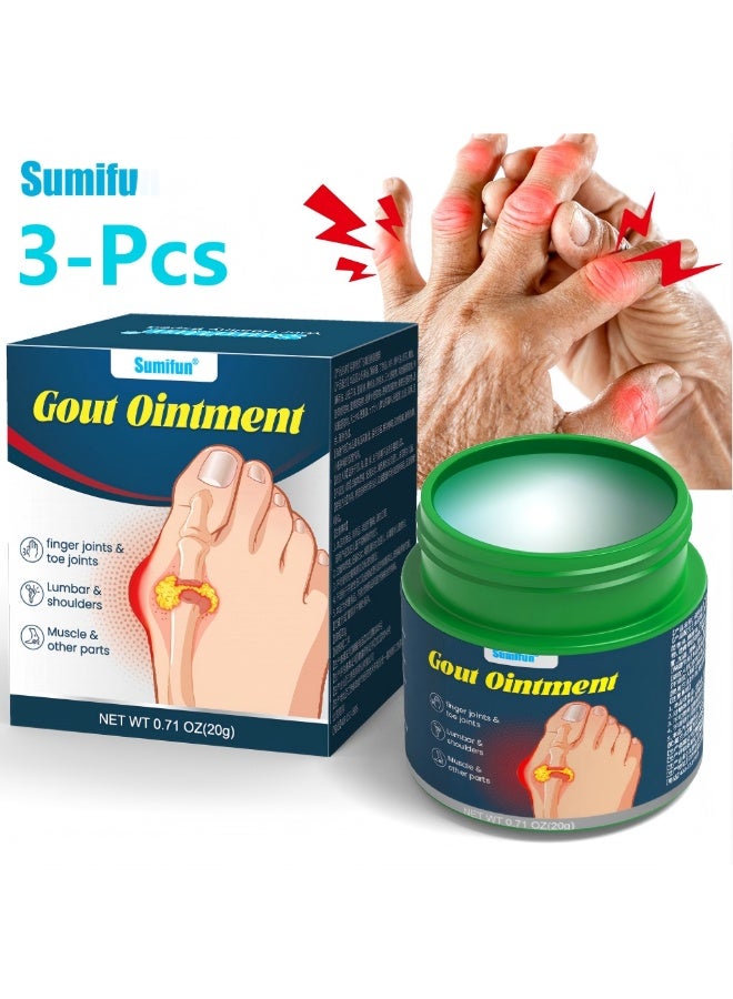 سوميفون مرهم النقرس 3 قطع، كريم موضعي لتخفيف آلام وتورم النقرس، لعدم الراحة في المفاصل بالأصابع، وأصابع القدم، والكتفين - Image 1